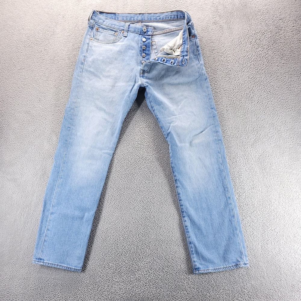 Levis 501 Jeans Mens 32x30 Blue Regular Straight Light Wash Stretch Comfort
